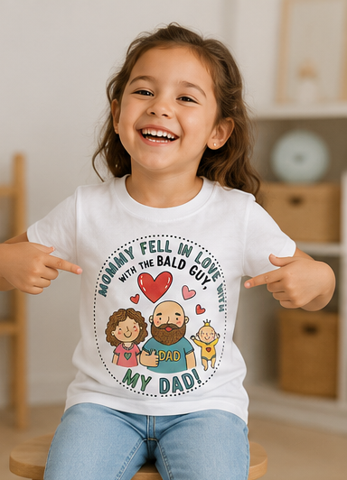 Mommy Fell in Love with the Bald Guy... My Dad! – Kids Graphic T-Shirt